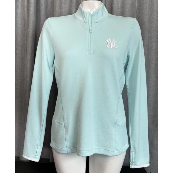 New York Yankees Women's Levelwear By MLB Small Blue Quarter Zip Jacket NWT Knox - Picture 1 of 16